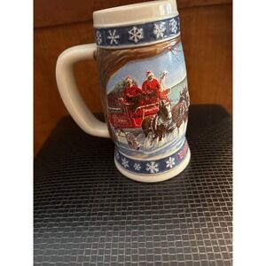 1995 Budweiser Holiday Stein Lighting the Way Home Collectible Beer Mug